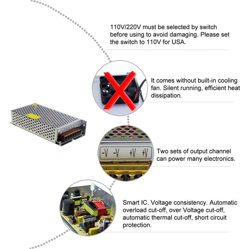 DC 12V 15A 180W Power Supply T - Power Supply 12V recension och pris
